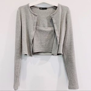 Zara cropped cardigan cami set